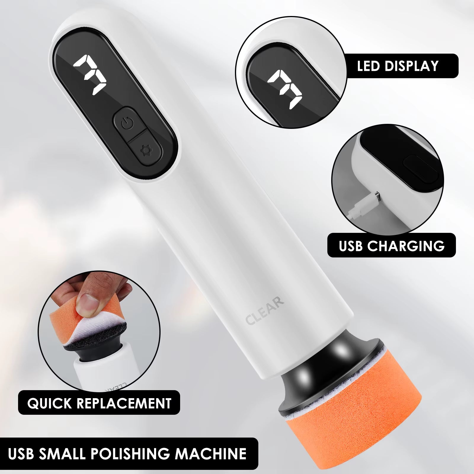 40W Mini Cordless Car Polishing Machine with 3 Speeds 12000Rpm Portable Electric Scratch Repair Tool USB Rechargeable Polisher